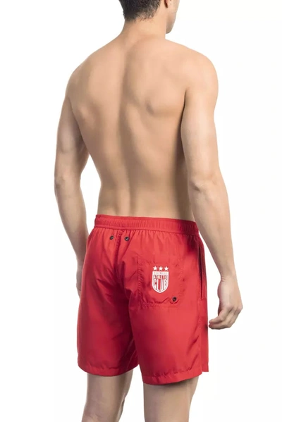 Shop Bikkembergs Vibrant Red Side Print Swim Men's Shorts