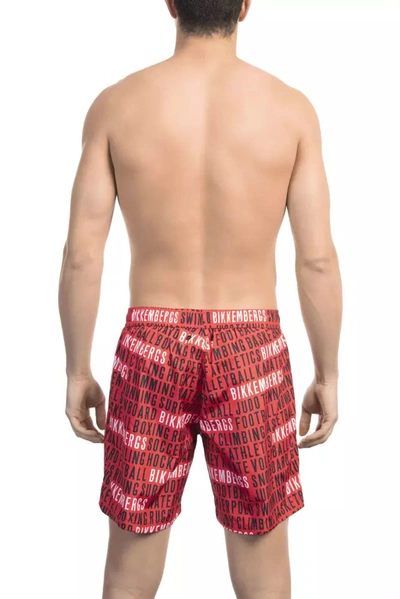 Shop Bikkembergs Red All-over Print Swim Men's Shorts