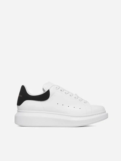 Shop Alexander Mcqueen Oversize Leather Sneakers In White,black