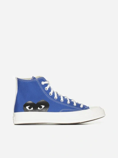 Shop Comme Des Garçons Play X Converse Canvas High-top Sneakers In Blue
