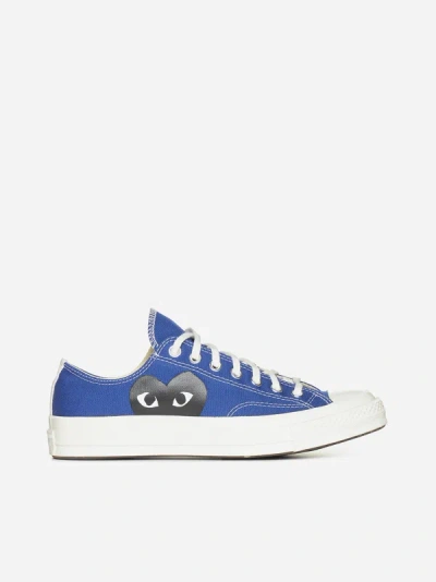 Shop Comme Des Garçons Play X Converse Canvas Low-top Sneakers In Blue