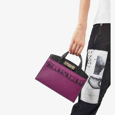 Shop Mcm Women's Milano Dark Purple/black Leather Mini Crossbody Bag
