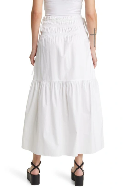 Shop Frame Smocked Waist Tiered Organic Cotton Skirt In Blanc