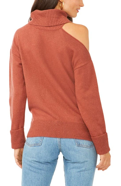 Shop 1.state Cutout Shoulder Turtleneck Sweater In Terra Earth