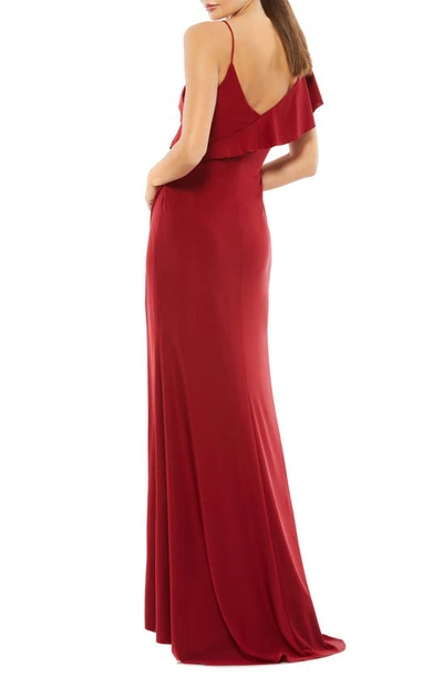 Shop Mac Duggal Asymmetric Ruffle One-shoulder Jersey Dress In Wine