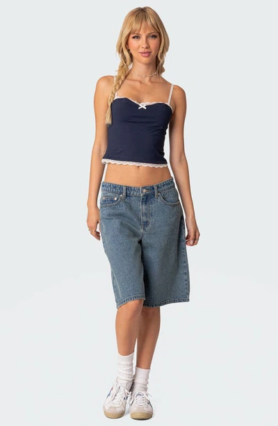 Edikted Women's Alara Lace Trim Tank Top In Navy