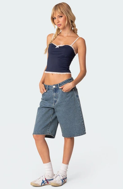 Edikted Women's Alara Lace Trim Tank Top In Navy