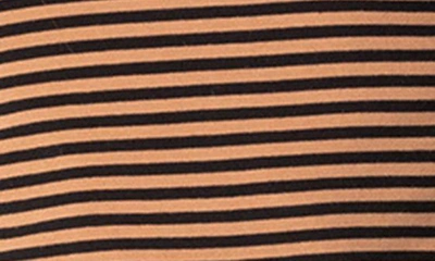 Shop Edikted Montie Stripe Long Sleeve Stretch Cotton Crop Top In Brown