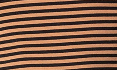 Edikted Montie Stripe Long Sleeve Stretch Cotton Crop Top In Brown