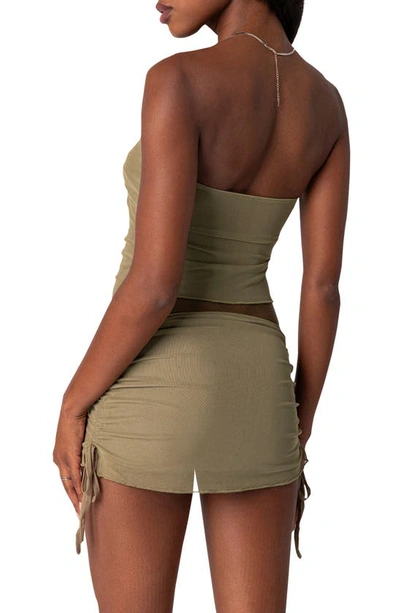 Edikted Women's Joy Asymmetric Sheer Mesh Tube Top In Olive