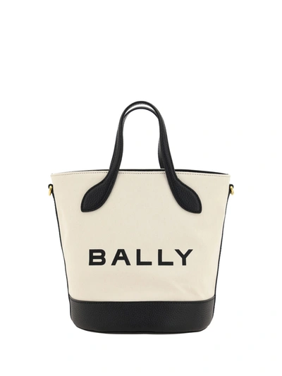 Shop Bally White And Black Leather Bucket Bag