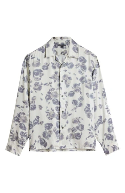 Shop John Varvatos Charlie Floral Button-up Camp Shirt In Seal Grey
