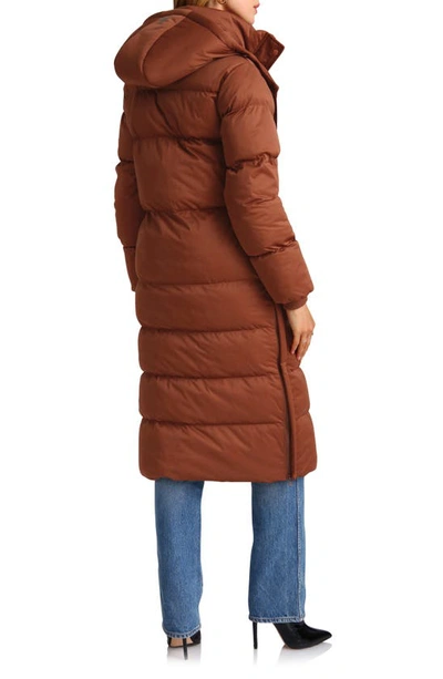 Shop Avec Les Filles Water Resistant Hooded Maxi Puffer Jacket In Whiskey
