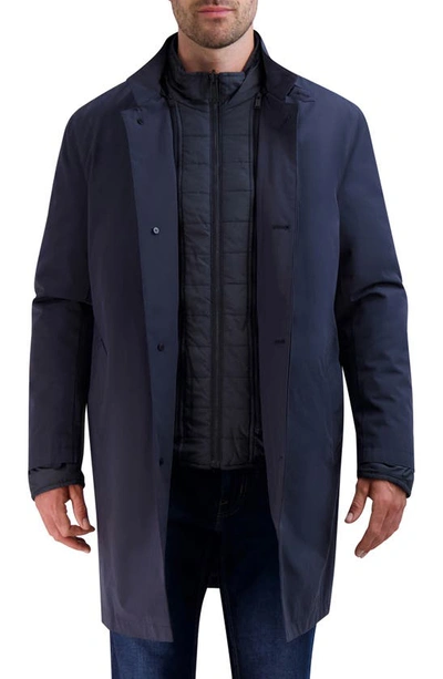 Shop Cole Haan Topcoat With Removable Quilted Bib In Navy