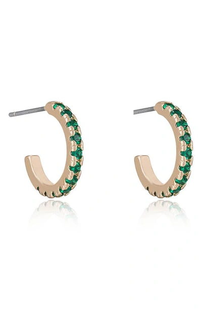 Ettika Small Cubic Zirconia Hoop Earrings In Green