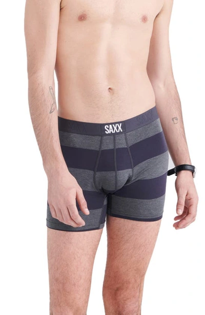Shop Saxx 2-pack Vibe Super Soft Slim Fit Boxer Briefs In Graphite Ombre Rugby/ Black