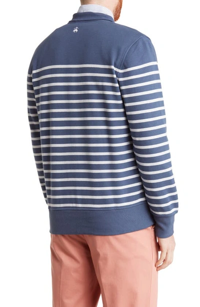 Shop Brooks Brothers Mariner Stripe Cotton Blend Half-zip Sweatshirt In Blue/ White