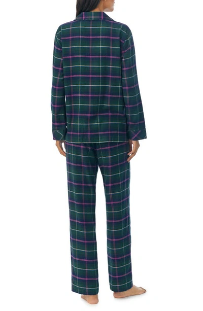 Shop Lauren Ralph Lauren Plaid Cotton Blend Pajamas In Green Plaid