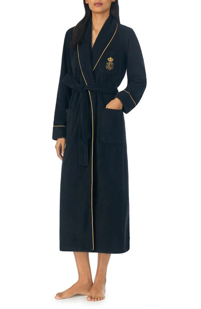 Shop Lauren Ralph Lauren Recycled Polyester Fleece Robe In Black