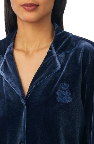 Shop Lauren Ralph Lauren Velvet Pajamas In Mid Blue