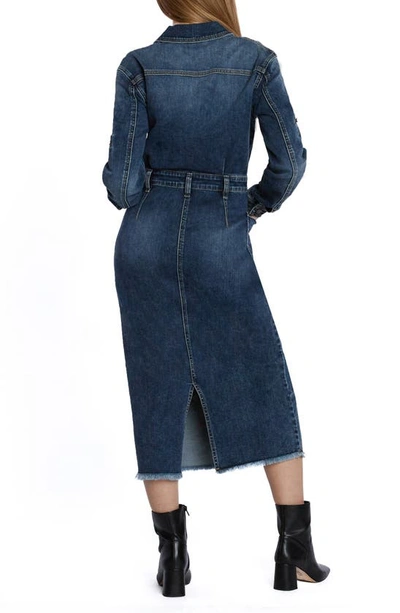 Wash Lab Denim Nora Long Sleeve Denim Maxi Shirtdress In Reborn Blue
