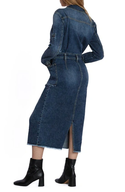 Wash Lab Denim Nora Long Sleeve Denim Maxi Shirtdress In Reborn Blue