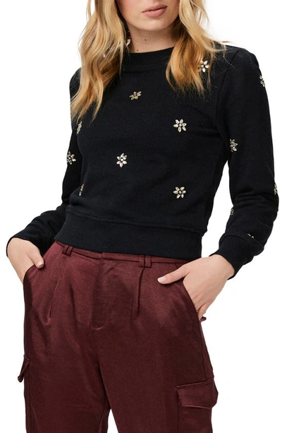 Shop Paige Ordenna Embellished Cotton Sweatshirt In Black