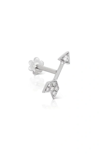 Shop Maria Tash Single Diamond Arrow Stud Earring In White