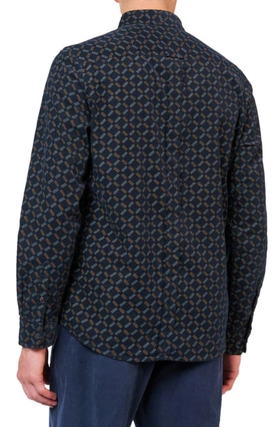 Shop Ben Sherman Geo Print Corduroy Button-down Shirt In Midnight