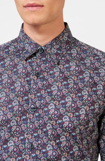 Shop Ben Sherman Winter Floral Button-up Shirt In Plum