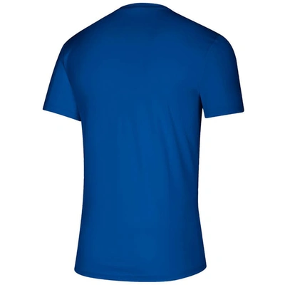 Shop Adidas Originals Adidas Royal Kansas Jayhawks Maui Strong Creator T-shirt In Blue