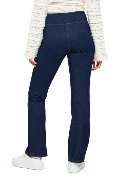 Hue Plush Lined Denim Bootcut Leggings In Midnight Rinse