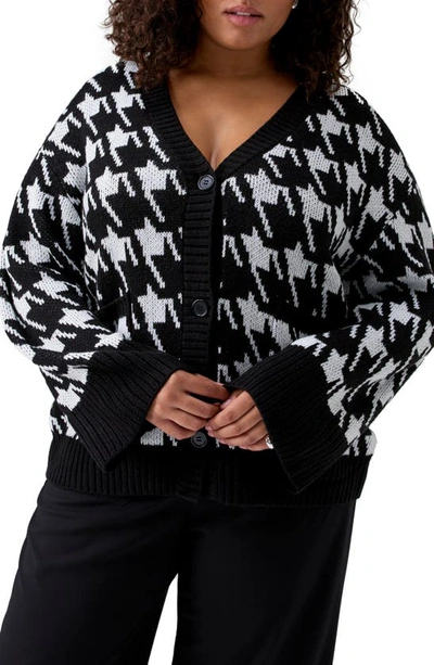 Shop Sanctuary Warms My Heart Houndstooth Cardigan In Pulse Houn