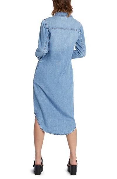 Wash Lab Denim Denim Long Sleeve Maxi Shirtdress In Market Blue