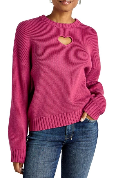 Shop Splendid Elisa Heart Cutout Sweater In Raspberry Punch