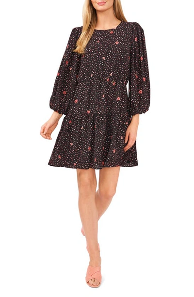 Shop Cece Dotty Sprigs A-line Dress In Black/ Pink