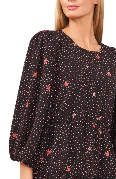 Shop Cece Dotty Sprigs A-line Dress In Black/ Pink