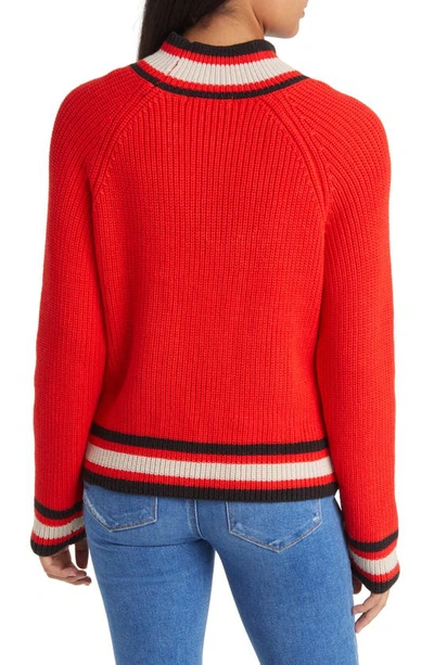Shop Sanctuary Sporty Stripe Mock Neck Sweater In Red Multi