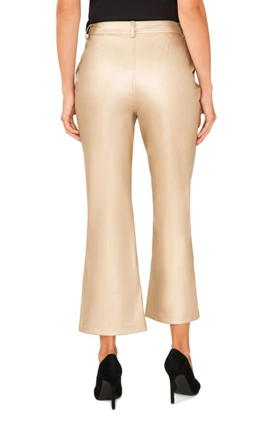 Shop Halogen Faux Leather Ankle Kick Flare Pants In Soft Gold