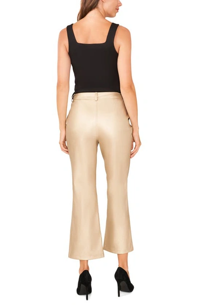 Shop Halogen Faux Leather Ankle Kick Flare Pants In Soft Gold