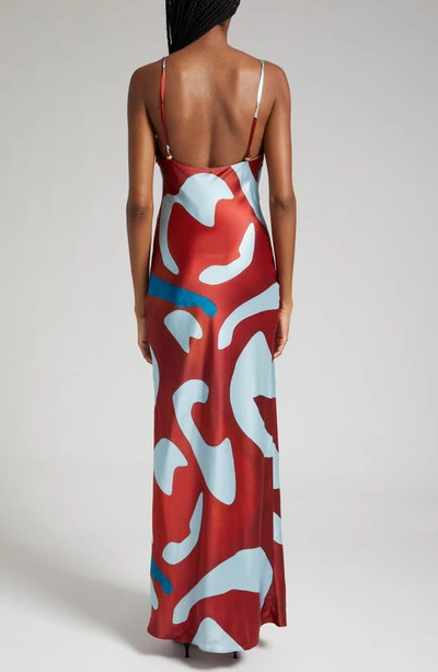 Shop Sir Frankie Abstract Print Silk Satin Slipdress In Ruby Reflection