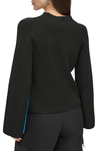 Shop Dkny Colorblock Funnel Neck Sweater In Electric Blue/ Black