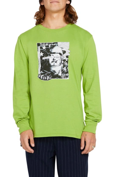 Shop Volcom Blastoff Long Sleeve Graphic T-shirt In Seaweed Green