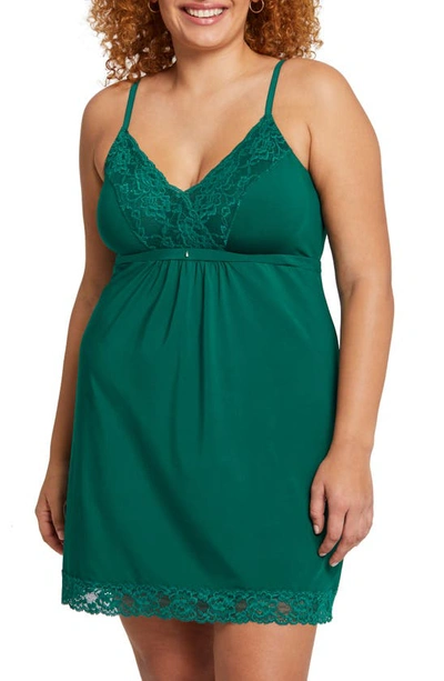 Shop Montelle Intimates Lace Trim Full Bust Support Chemise In Jade