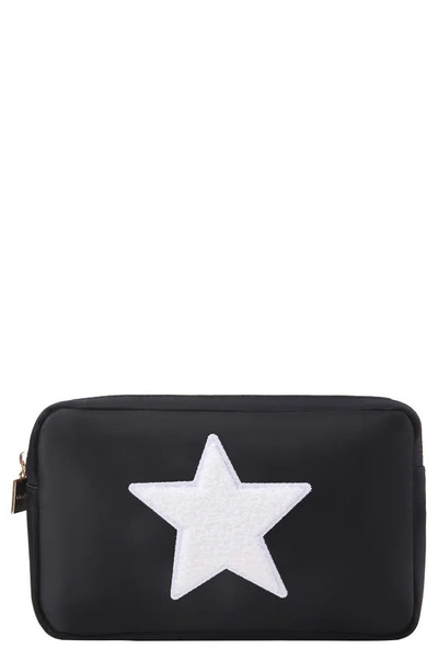 Shop Bloc Bags Medium Star Cosmetics Bag In Black/ White