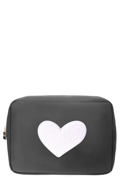 Shop Bloc Bags Xl Heart Cosmetics Bag In Black