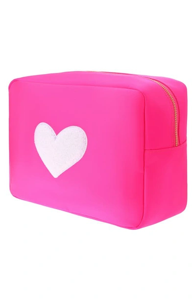 Shop Bloc Bags Xl Heart Cosmetics Bag In Hot Pink