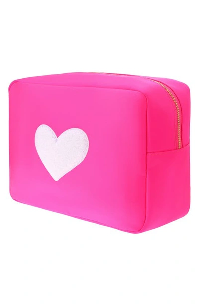 Bloc Bags Xl Heart Patch Cosmetic Bag With Insert In Hot Pink
