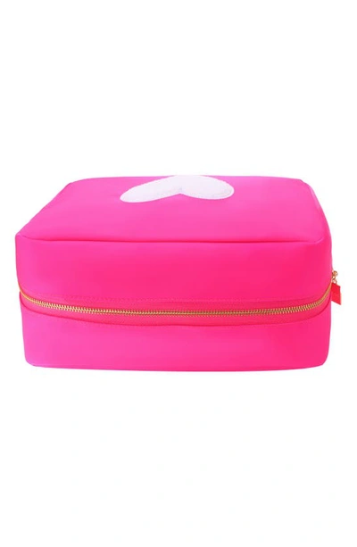 Bloc Bags Xl Heart Patch Cosmetic Bag With Insert In Hot Pink