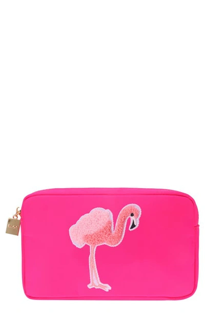 Shop Bloc Bags Medium Flamingo Cosmetic Bag In Hot Pink